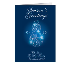 Christmas Card w-Envelope 5.50" x 7.875" Frosty Snowman Blue Snowman Business Style