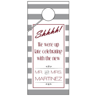 Grey and White Stripe Door Wedding Door Hanger 4x9