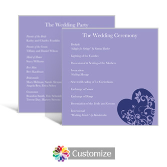 Hearts 5.875 x 5.875 Square Wedding Program