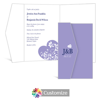 Hearts 5 x 7.875 Double Folded Wedding Invitation