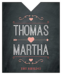 Hearts of Love Chalkboard Style Wine Wedding Label 3.25x4