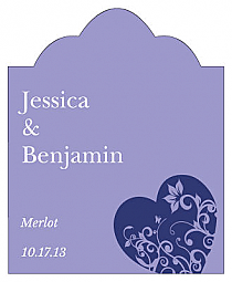 Hearts of Love Scalloped Vertical Big Rectangle Wedding Labels