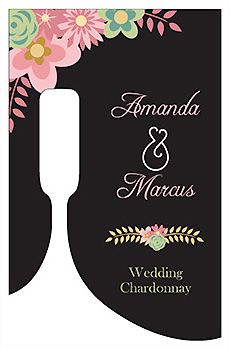 Customized Infinity Floral Wreath Bottom's Up Rectangle Wine Wedding Label