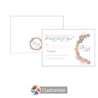 Floral Infinity Floral Wreath 5 x 3.5 RSVP Enclosure Card - Reception