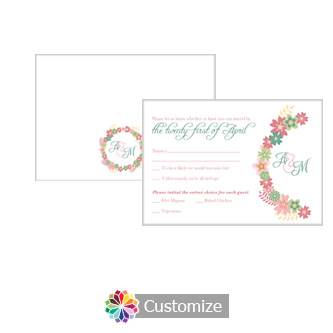 Floral Infinity Floral Wreath 5 x 3.5 RSVP Enclosure Card - Dinner Choice