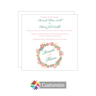 Floral Infinity Floral Wreath Square Wedding Invitation 5.875 x 5.875