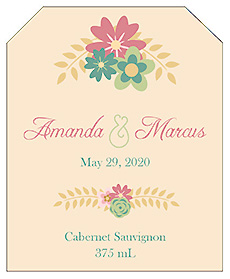 Infinity Floral Wreath Wine Wedding Label