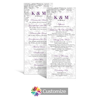 Iron Vine 3.625 x 8.875 Tea-Length Wedding Program