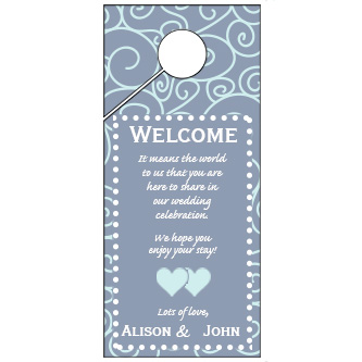 Light Black and White Swirl Pattern Wedding Door Hanger 4x9