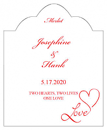 Love Swirly Scalloped Vertical Big Rectangle Wedding Labels