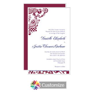 Checkered Orbs 5 x 7.875 Flat Card Wedding Invitation