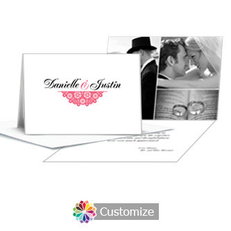 Bold Geometric Wedding Thank You Card With Photo and Custom Greeting