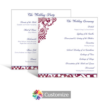 Checkered Orbs 5.875 x 5.875 Square Wedding Program