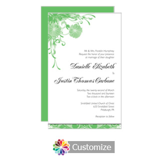 Floral Vines 5 x 7.875 Flat Card Wedding Invitation