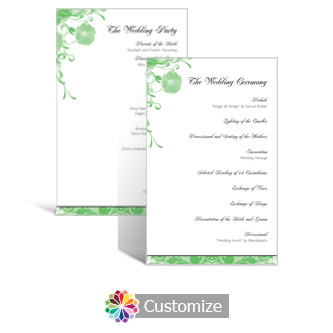 Floral Vines 5 x 7.875 Flat Wedding Program