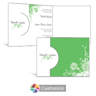 Floral Vines 7.25 x 5.125 Folded Wedding Invitation