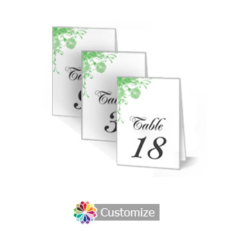 Floral Vines 2.5 x 3.5 Folded Wedding Table Number