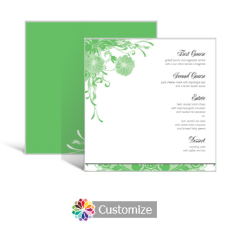 Floral Vines 5.875 x 5.875 Square Wedding Menu