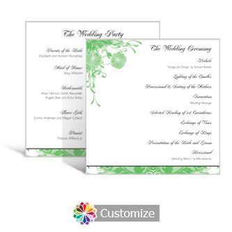 Floral Vines 5.875 x 5.875 Square Wedding Program