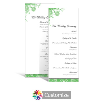 Floral Vines 3.625 x 8.875 Tea-Length Wedding Program