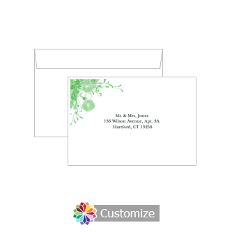 Custom Printing on Wedding Floral Vines Response Card Envelopes