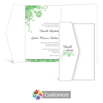 Floral Vines 5 x 7.875 Double Folded Wedding Invitation