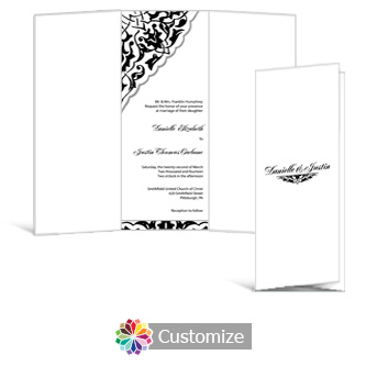 Ivy Lace 3.625 x 8.875 Tri-Fold Wedding Invitation