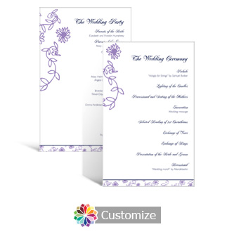 Lilac Flowers 5 x 7.875 Flat Wedding Program