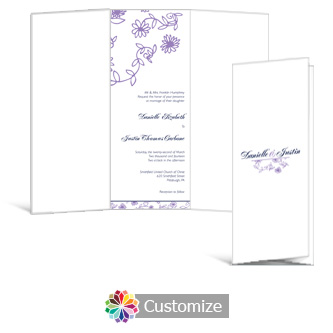 Lilac Flowers 3.625 x 8.875 Tri-Fold Wedding Invitation