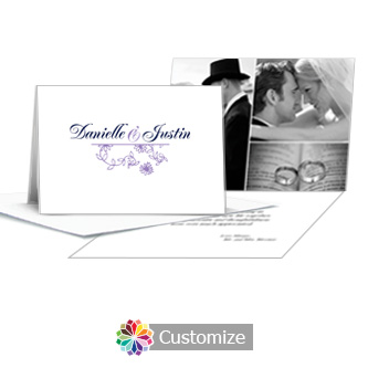 Lilac Flowers Thank You Card With Photo and Custom Greeting