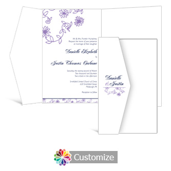 Lilac Flowers 5 x 7.875 Double Folded Wedding Invitation