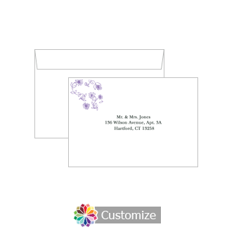 Custom Printing on Wedding Lilac Flowers Response Card Envelopes