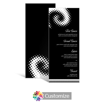 Matrix Swirl 3.625 x 8.875 Tea-Length Wedding Menu