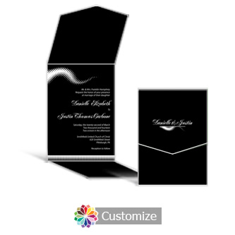 Matrix Swirl 5.25 x 7.25 Vertical Gate-Fold Wedding Invitation