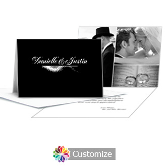 Matrix Swirl Wedding Thank You Card With Photo and Custom Greeting