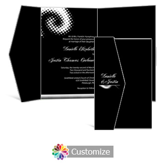 Matrix Swirl 5 x 7.875 Double Folded Wedding Invitation