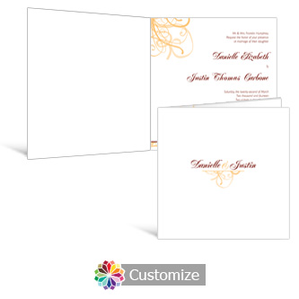 Ornate 6 x 6 Square Folded Wedding Invitation