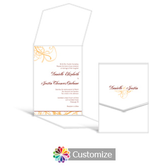 Ornate 5.25 x 7.25 Vertical Gate-Fold Wedding Invitation