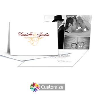 Ornate Wedding Thank You Card With Photo and Custom Greeting