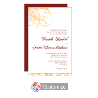 Ornate 5 x 7.875 Flat Card Wedding Invitation