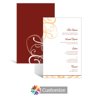 Ornate 5 x 7.875 Rectangle Flat Wedding Menu