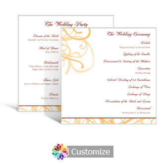 Ornate 5.875 x 5.875 Square Wedding Program