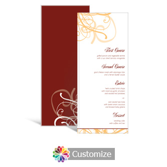 Ornate 3.625 x 8.875 Tea-Length Wedding Menu