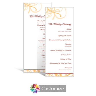 Ornate 3.625 x 8.875 Tea-Length Wedding Program