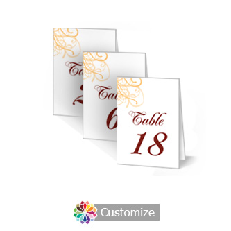 Ornate 2.5 x 3.5 Folded Wedding Table Number