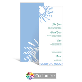 Spiral Wave 3.625 x 8.875 Tea-Length Wedding Menu