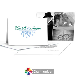 Spiral Wave Wedding Thank You Card With Photo and Custom Greeting