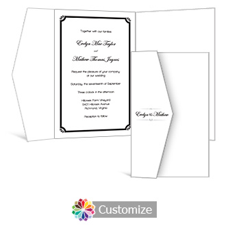 Monarch 5 w x 7.875 Double Folded Wedding Invitation