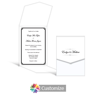 Monarch 5.25 x 7.25 Vertical Gate-Fold Wedding Invitation
