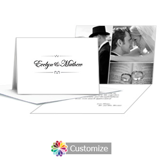 Monarch Wedding Thank You Card With Photo and Custom Greeting